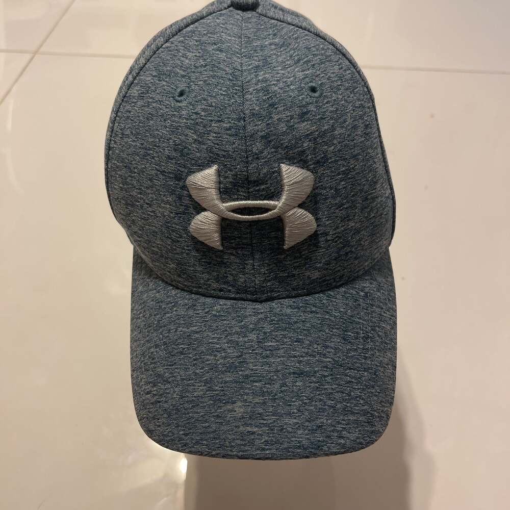 Under Armour Blue Heathered Baseball Cap Hat with Silver UA Logo